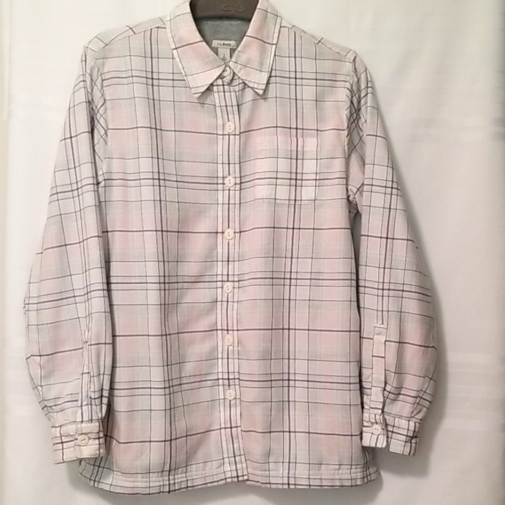 L.L Bean Fleece Linnen Flannel Button Down Shirt S
